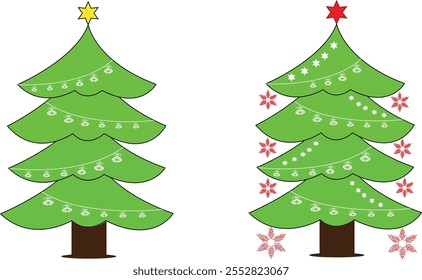 Christmas tree set, vector, illustrations