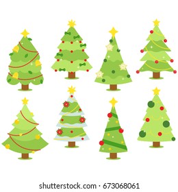 Christmas Tree Set In white Background