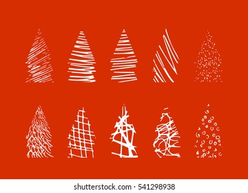 Christmas Tree set white and red