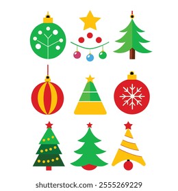christmas tree Set,christmas elements Bundle,Christmas Icon Set,colorful set of Christmas-themed icons, christmas Design Set, christmas colorful Set bundle package 