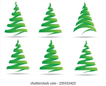 Christmas tree set.Vector illustration.