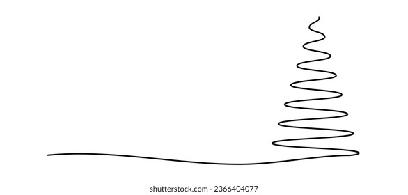 Christmas Tree shape drawing by continuos line, thin line design vector illustration