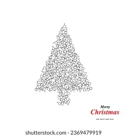 Christmas Tree Shape Made of Benzene Methyl Group Molecule Formula Icons, Xmas Spruce Silhouette of Aromatic Hydrocarbon Chemistry Skeletal Formula Symbols, Greeting Card