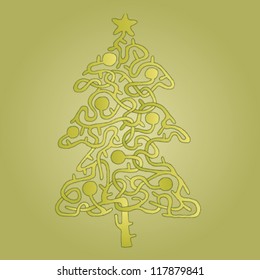 Christmas Tree Shape Maze Game ... Task: Find the right way from bottom to star! ... Solution is in hidden layer!