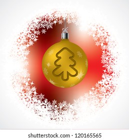 Christmas tree shape on golden decoration with red background