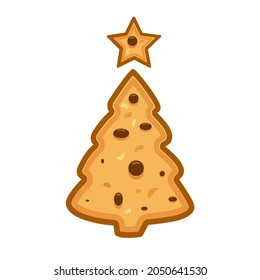 Christmas tree shaped cookies, vector art illustration.