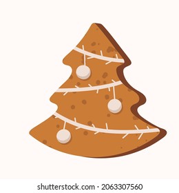 christmas tree shaped gingerbread  vector illustration