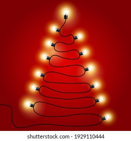 Weihnachtsbaumförmige Weihnachtslichter, festliche Graslandschaften, Vektorgrafik