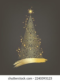 Christmas tree. Shiny lace texture