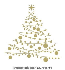 Christmas tree with shiny ornaments 