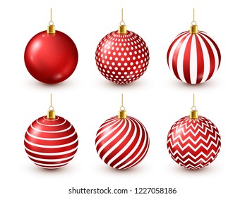 Christmas Tree Shiny Red Balls Set Stock Vector (Royalty Free ...