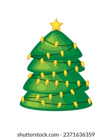christmas tree shiny star illustration isolated