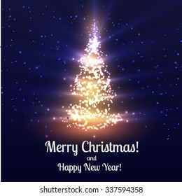 Christmas tree shiny vector background. Vector eps10.
