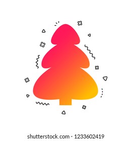 Christmas tree sign icon. Holidays button. Colorful geometric shapes. Gradient christmas tree icon design.  Vector