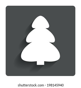 Christmas tree sign icon. Holidays button. Gray flat button with shadow. Modern UI website navigation. Vector