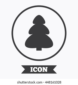 Christmas tree sign icon. Holidays button. Graphic design element. Flat symbol in circle button. Vector