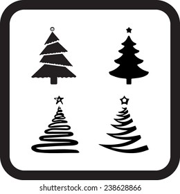 Christmas tree sign icon, vector illustration. Flat design style