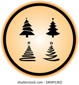 Christmas tree sign icons, vector illustration. Flat design style