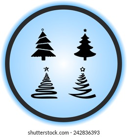 Christmas tree sign icons, vector illustration. Flat design style