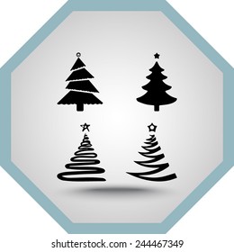 Christmas tree sign icons, vector illustration. Flat design style