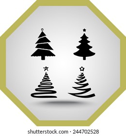 Christmas tree sign icons, vector illustration. Flat design style