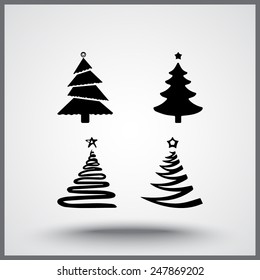 Christmas tree sign icons, vector illustration. Flat design style