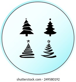 Christmas tree sign icons, vector illustration. Flat design style