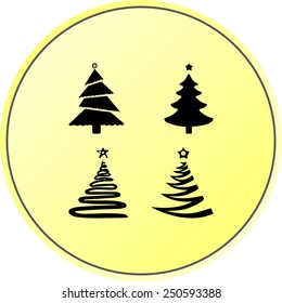 Christmas tree sign icons, vector illustration. Flat design style