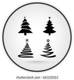 Christmas tree sign icons, vector illustration. Flat design style