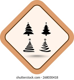 Christmas tree sign icons, vector illustration. Flat design style