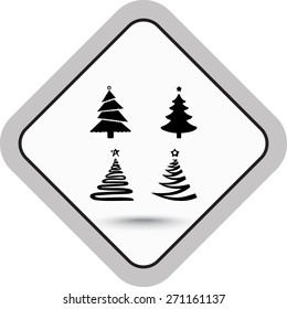 Christmas tree sign icons, vector illustration. Flat design style