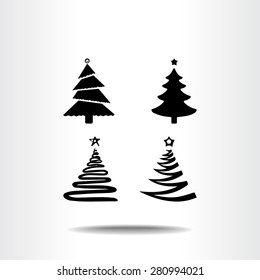 Christmas tree sign icons, vector illustration. Flat design style