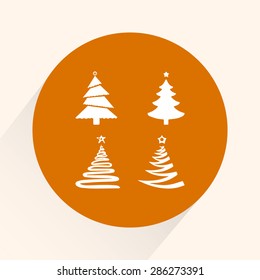 Christmas tree sign icons, vector illustration. Flat design style