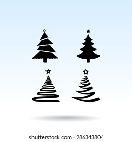 Christmas tree sign icons, vector illustration. Flat design style