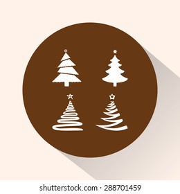 Christmas tree sign icons, vector illustration. Flat design style