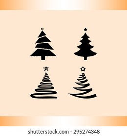 Christmas tree sign icons, vector illustration. Flat design style