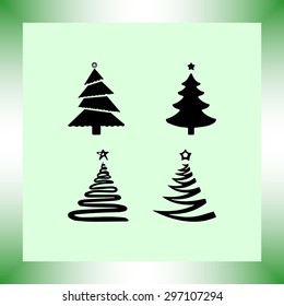 Christmas tree sign icons, vector illustration. Flat design style