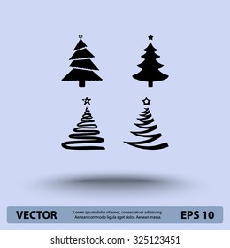Christmas tree sign icons, vector illustration. Flat design style