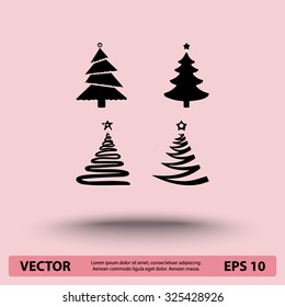 Christmas tree sign icons, vector illustration. Flat design style