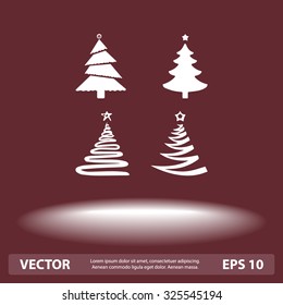 Christmas tree sign icons, vector illustration. Flat design style