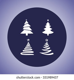 Christmas tree sign icons, vector illustration. Flat design style