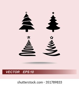 Christmas tree sign icons, vector illustration. Flat design style