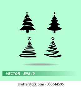 Christmas tree sign icons, vector illustration. Flat design style
