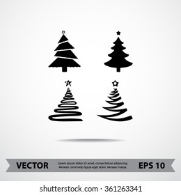 Christmas tree sign icons, vector illustration. Flat design style