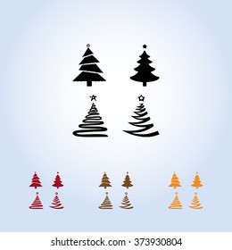 Christmas tree sign icons, vector illustration. Flat design style
