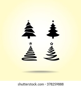 Christmas tree sign icons, vector illustration. Flat design style