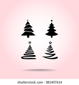 Christmas tree sign icons, vector illustration. Flat design style