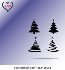 Christmas tree sign icons, vector illustration. Flat design style