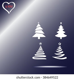 Christmas tree sign icons, vector illustration. Flat design style