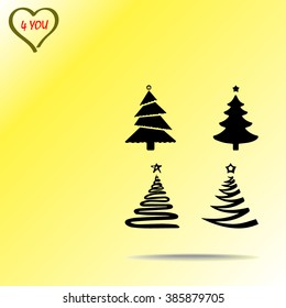 Christmas tree sign icons, vector illustration. Flat design style